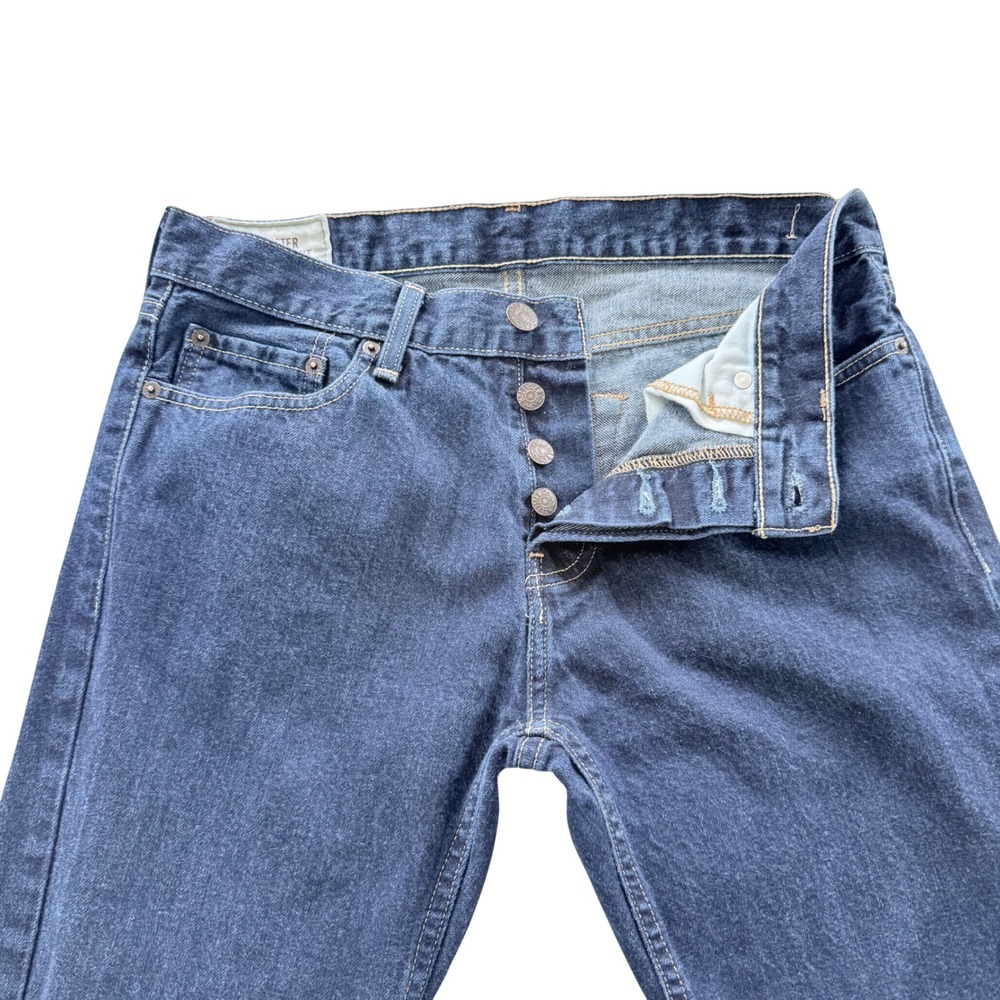 Hollister Slim Straight Jeans Mens 31x30 Blue Denim Button Fly Cotton Blend